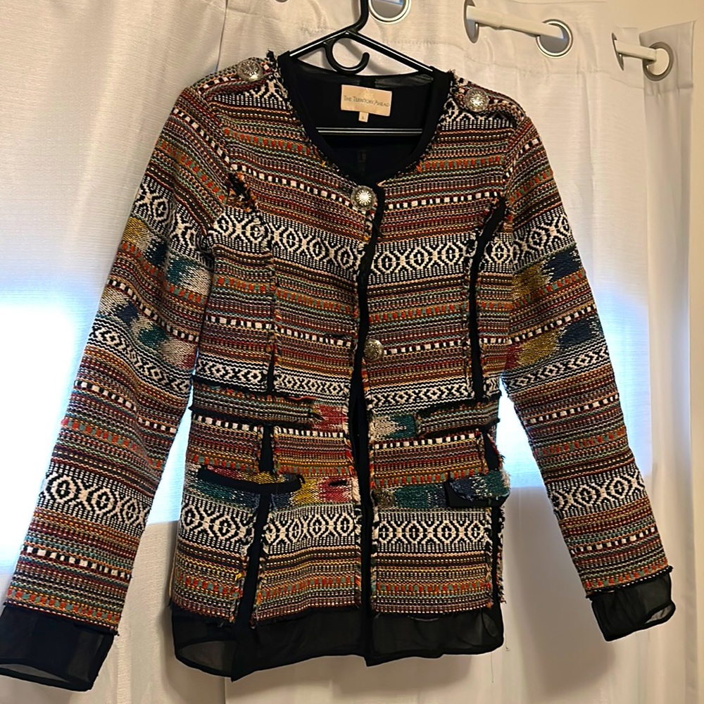 The Territory Ahead Southwestern Woven Blanket Tapestry Jacket Size L